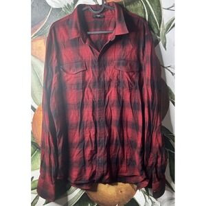 Paige Mens Large Plaid Red Button Down Long Sleeve Shirt Cotton Blend Casual